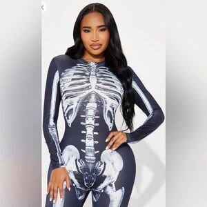 Skeleton Print Long Sleeve Jumpsuit